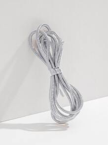 闪亮细节纯色发圈，Y2K风格马尾辫发圈，发绳，弹性发圈，发圈，健身运动装，发饰，头部配饰，弹性发带，夏季，假日，旅行 - 銀色 - 查看 6