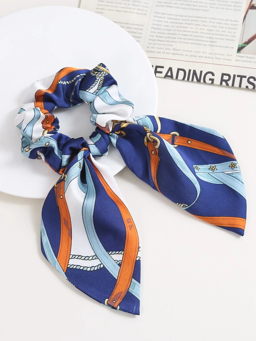 Chain Pattern Scarf Hair Tie - Multicolor - View 1