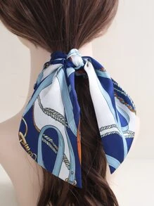 Chain Pattern Scarf Hair Tie - Multicolor - View 2