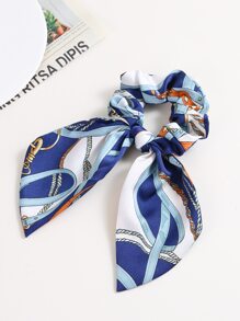 Chain Pattern Scarf Hair Tie - Multicolor - View 4
