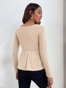 Áo thun nữ Viên lá sen màu trơn Giải trí - Màu be - Xem 2