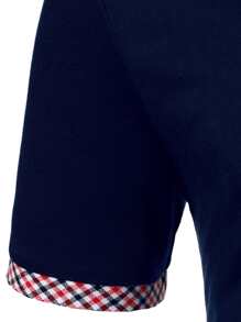 Manfinity Men Plaid Print Polo Shirt - Navy Blue - View 4