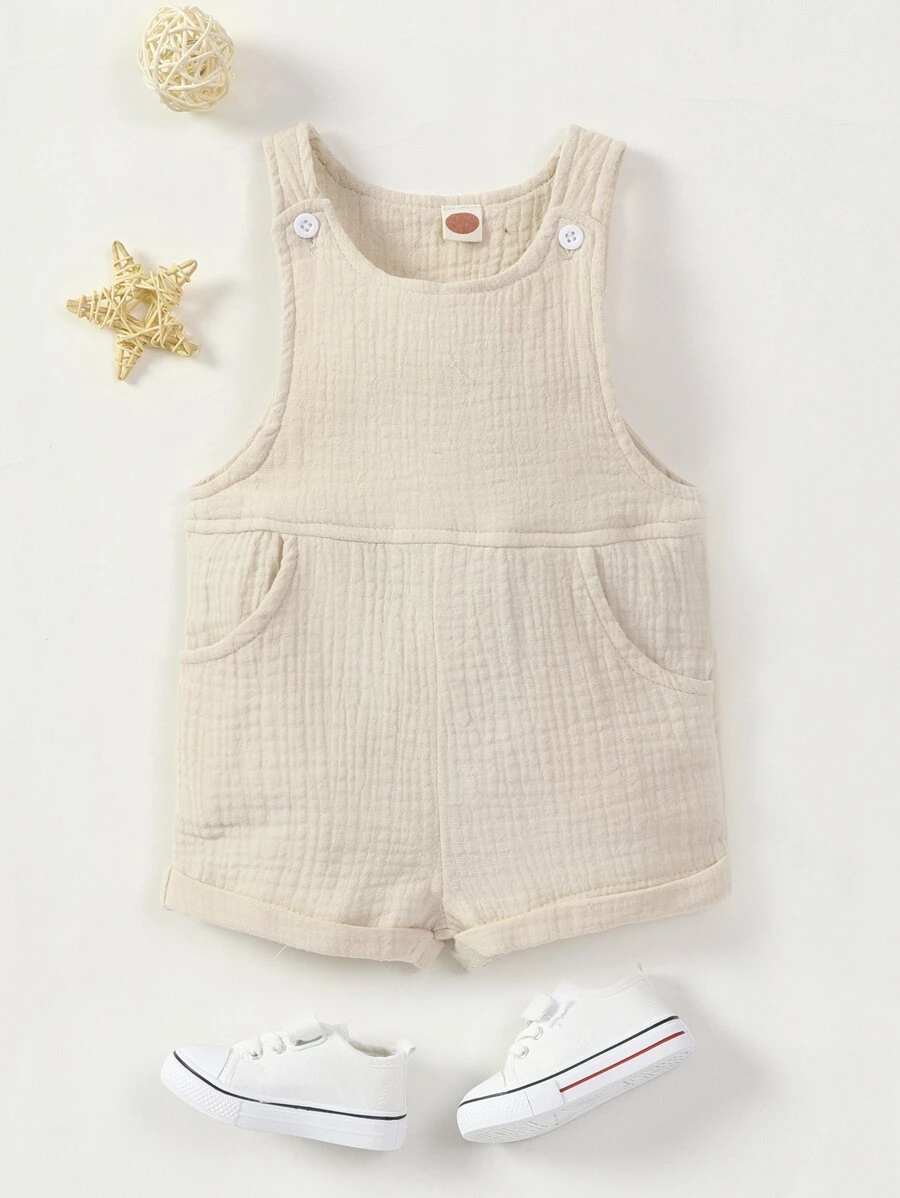Rompers Em bé Nút Túi màu trơn - Màu be - Xem 1
