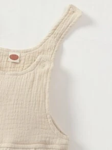 Rompers Em bé Nút Túi màu trơn - Màu be - Xem 5