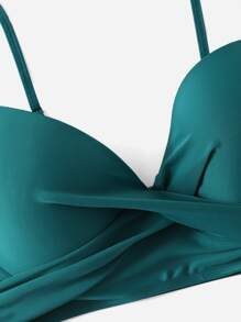 SHEIN Swim Curve Summer Plus Size Crossover Underwire Bikini Top - Cadet Blue - View 4