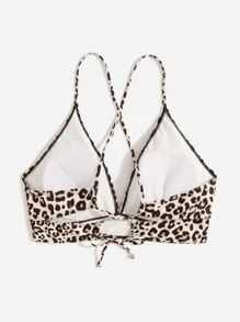 SHEIN Swim Curve Plus Leopard Print Bikini Top - Multicolor - View 2