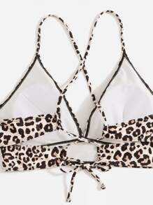 SHEIN Swim Curve Plus Leopard Print Bikini Top - Multicolor - View 4