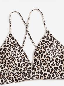 SHEIN Swim Curve Plus Leopard Print Bikini Top - Multicolor - View 5