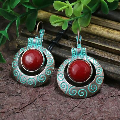 Textured Round Drop Earrings