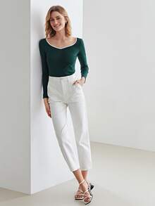 MOTF PREMIUM CONTRAST BINDING T-SHIRT - Dark Green - View 3