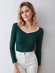 MOTF PREMIUM CONTRAST BINDING T-SHIRT - Dark Green - View 4