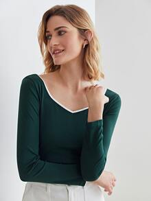 MOTF PREMIUM CONTRAST BINDING T-SHIRT - Dark Green - View 5