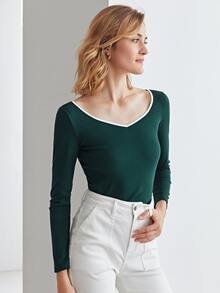 MOTF PREMIUM CONTRAST BINDING T-SHIRT - Dark Green - View 6