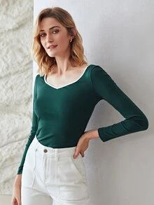 MOTF PREMIUM CONTRAST BINDING T-SHIRT - Dark Green - View 9