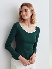 MOTF PREMIUM CONTRAST BINDING T-SHIRT - Dark Green - View 10