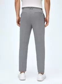 GENTILAND Hombres Pantalones con estampado de pata de gallo - Blanco y Negro - Ver 2