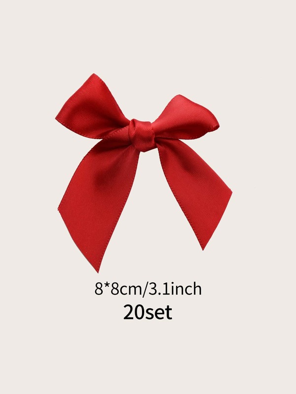 20pcs Plain Gift Wrap Bow, Red Small Satin Bow For Gift Wrapping Decor