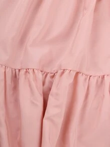 SHEIN 女孩一字肩泡泡袖上衣和荷葉邊半身裙 - 藕粉色 - 查看 3