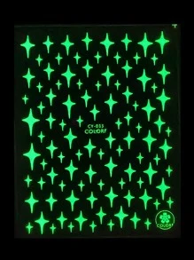 2片星月印花夜光美甲貼紙 Y2K風格美甲貼紙 DIY - 白色 - 查看 6