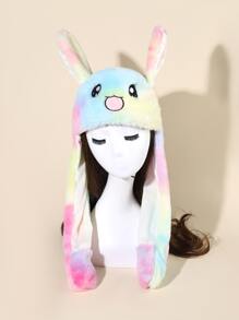 Tie Dye Cartoon Ear Design Fluffy Hat - Multicolor - View 1