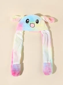 Tie Dye Cartoon Ear Design Fluffy Hat - Multicolor - View 2