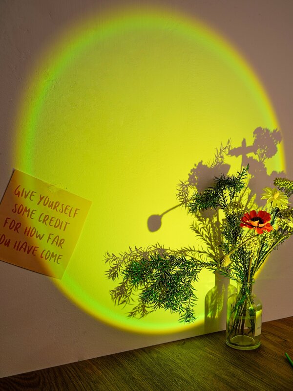 1set 8 Colors LED Sunset Projection Light, Cute Ear Detail Ambient Lamp