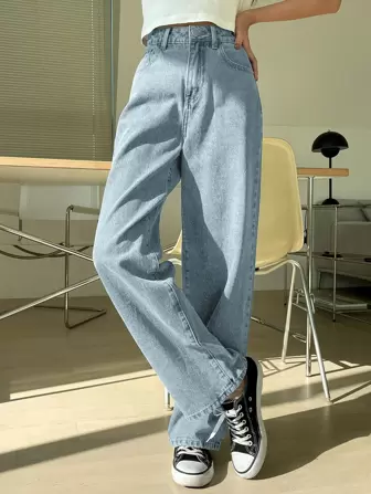 DAZY High Waist Washed Wide Leg Jeans