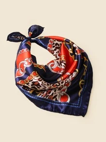 鏈條和豹紋圖案方巾 - 彩色 - 查看 1