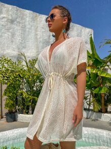 Kimono con cordón delantero - Beis - Ver 3