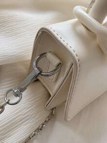 Girls Chain Decor Flap Square Bag - White - View 6