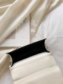 Girls Chain Decor Flap Square Bag - White - View 7