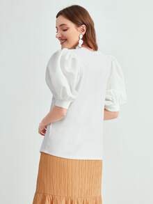 Mulvari Figure Graphic Puff Sleeve Tee - White - View 2