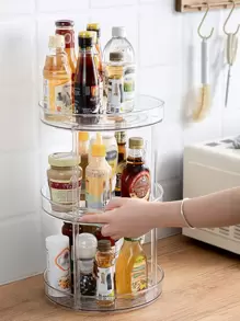 Máy Tính Đa Năng 360 Độ Nhựa Gia Vị Giá Để Đồ Nhà Bếp, Nhà Xoay Khay Trong Suốt - Trong sáng - Xem 3