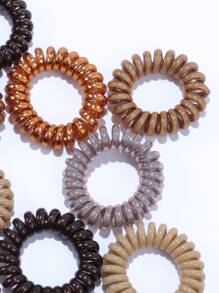 10 chiếc dây buộc tóc xoắn ốc tối giản - Nhiều màu - Xem 5