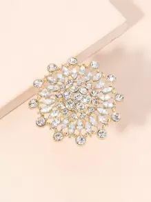 Rhinestone Flower Decor Ring Valentines,Mom,Mother,Mother's Day,Gift - White - View 2