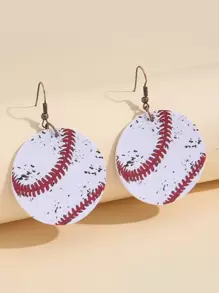 棒球耳墜 - 紅白色 - 查看 1