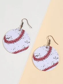 棒球耳墜 - 紅白色 - 查看 2