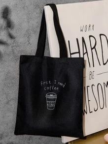 Bolsa de compras con letra & café con estampado - Blanco y Negro - Ver 3