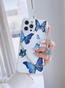蝴蝶畫手機外殼帶鏈子手繩 - 彩色 - 查看 1