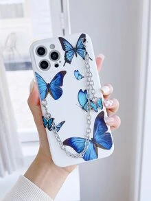 蝴蝶畫手機外殼帶鏈子手繩 - 彩色 - 查看 3