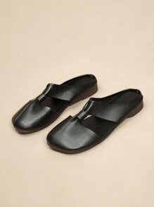 Giày bệt Nữ Cắt ra màu trơn Đúng mốt - màu đen - Xem 4