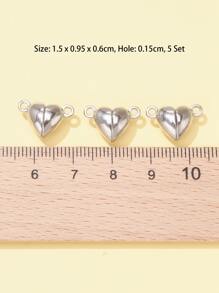 10 chiếc móc cài nam châm bằng hợp kim hình trái tim DIY - Bạc - Xem 4