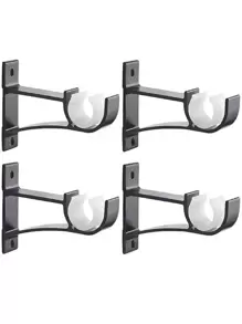 2pcs Plain Curtain Rod Bracket - Black - View 1