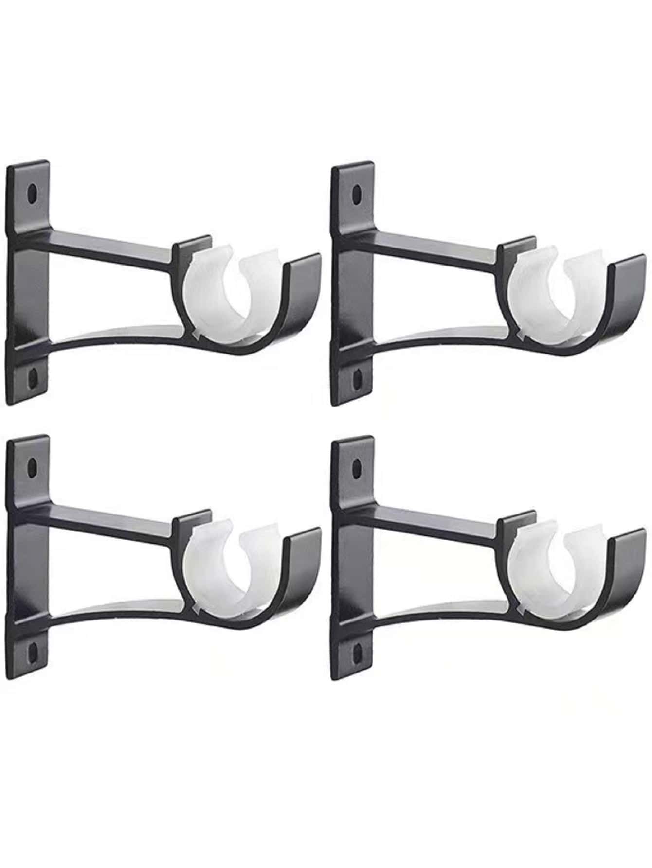 2pcs Plain Curtain Rod Bracket - Black - View 1