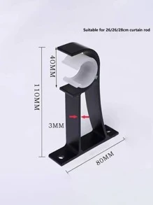 2pcs Plain Curtain Rod Bracket - Black - View 6
