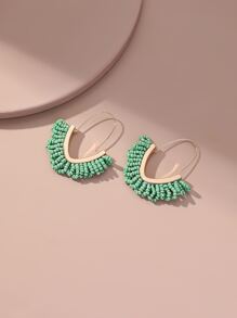 串珠流蘇裝飾耳墜 - 彩色 - 查看 2