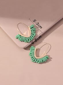 串珠流蘇裝飾耳墜 - 彩色 - 查看 3