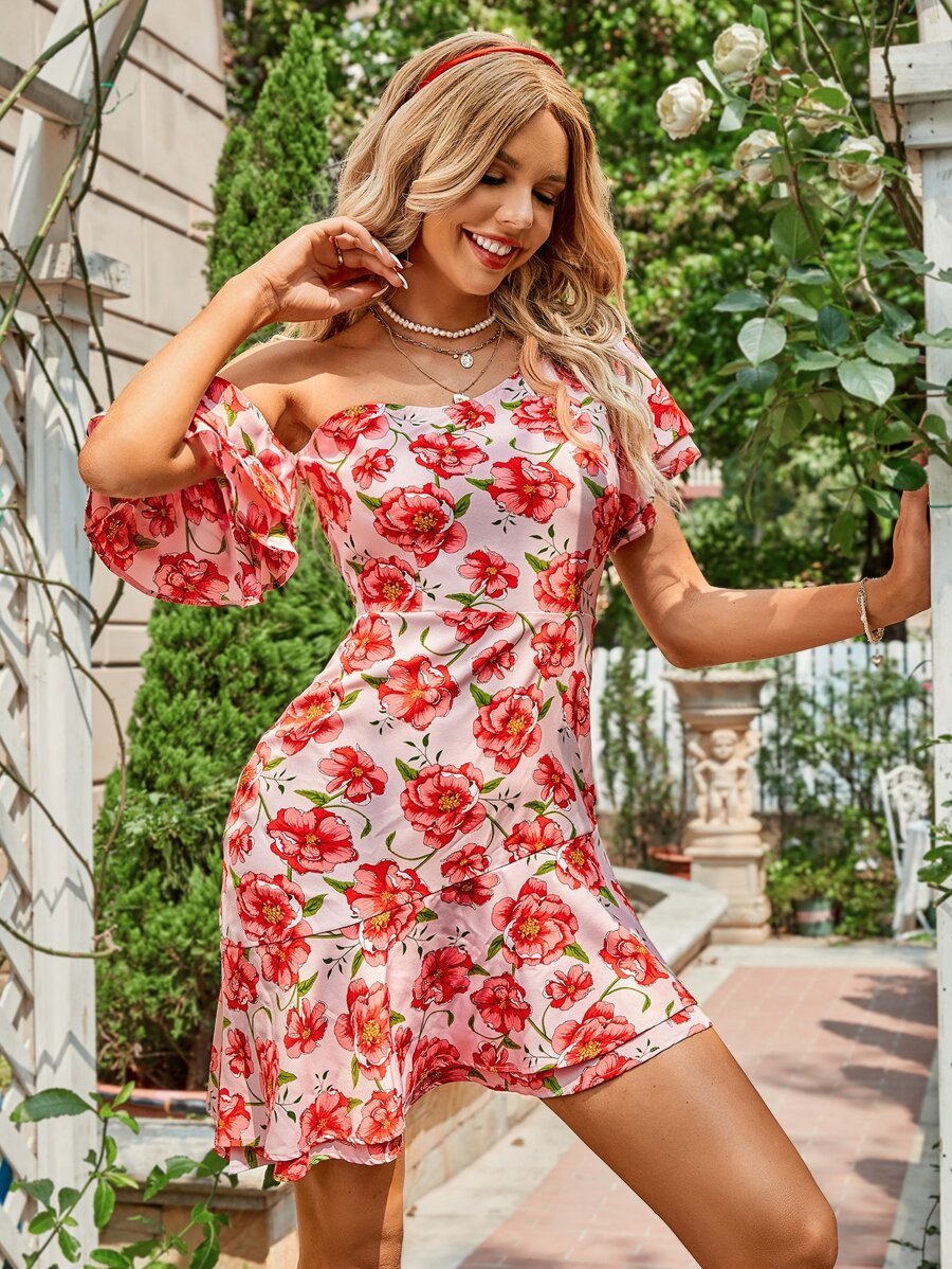 SHEIN Unity Đầm phân lớp Hoa Tất cả trên in Boho - Nhiều màu - Xem 1
