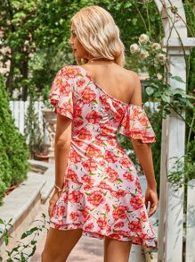SHEIN Unity Đầm phân lớp Hoa Tất cả trên in Boho - Nhiều màu - Xem 2