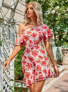SHEIN Unity Đầm phân lớp Hoa Tất cả trên in Boho - Nhiều màu - Xem 4